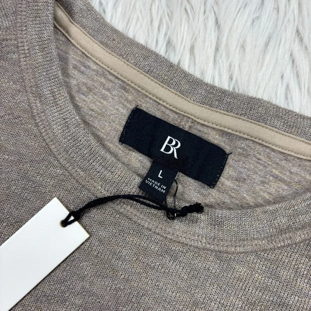 NWT Banana Republic Men's‎ L Marled Tan Taupe Slub Knit Cotton Blend Sweater